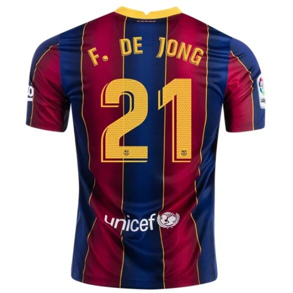 Barcelona Home Kit Soccer Jersey FRENKIE DE JONG #21 2020/21